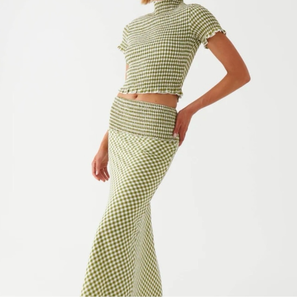 Peppermayo Green Checkered Women's Skirt and Top Set